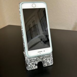 Cell Phone Stand Made out of Resin and Crushed Mirror. Handmade. NWOT